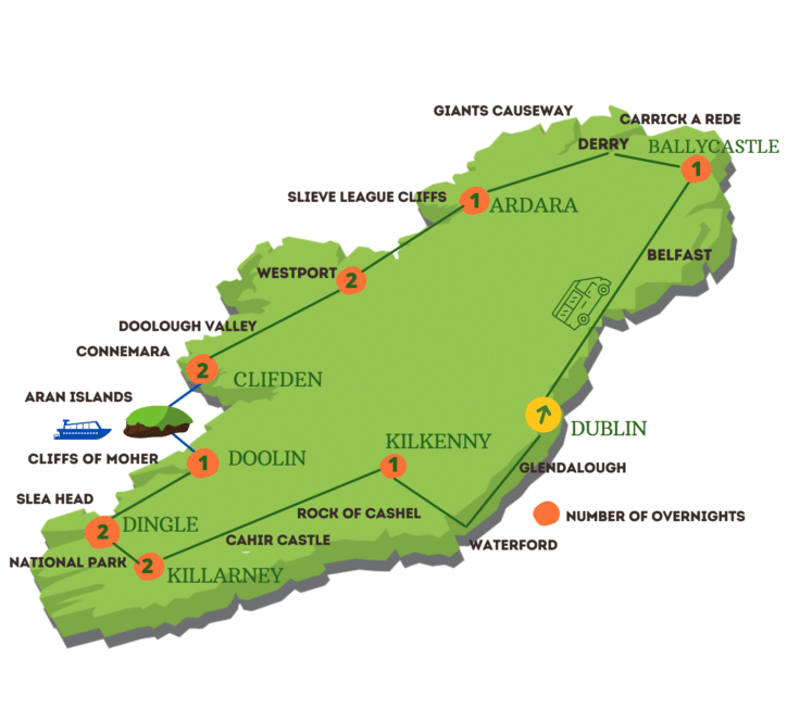 13 DAY FULL IRISH EXPERIENCE map