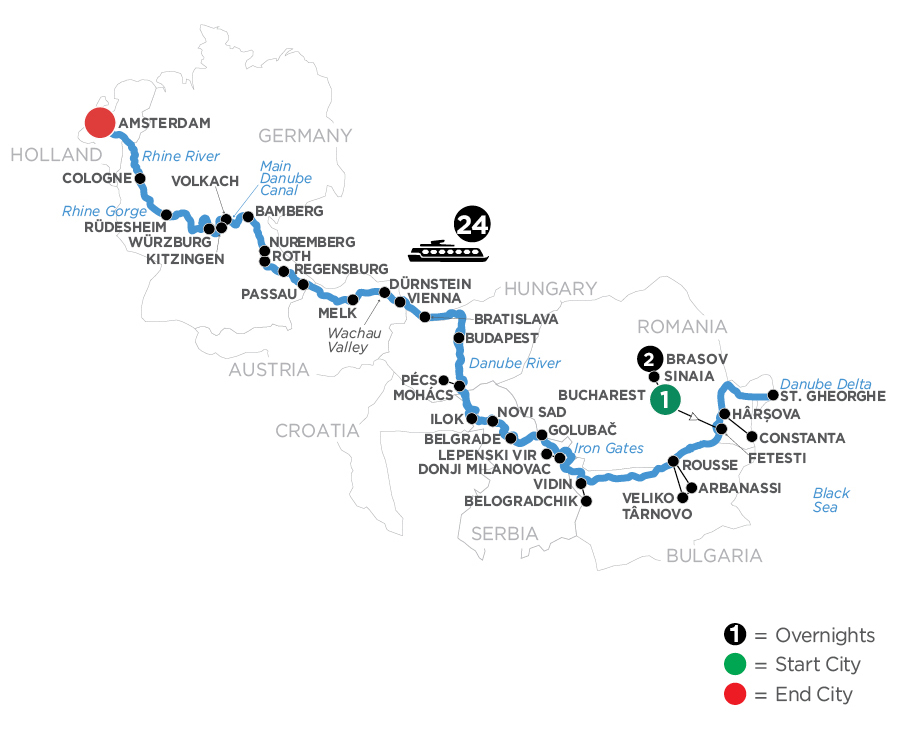 From The Black Sea To The North Sea With 2 Nights In Transylvania map